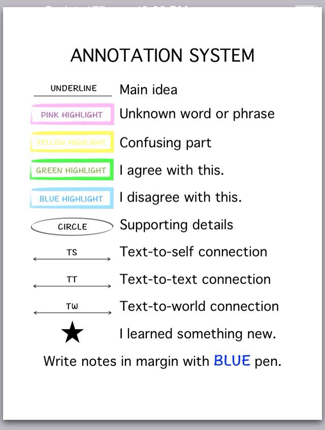 10 Book Annotation Color Key 4