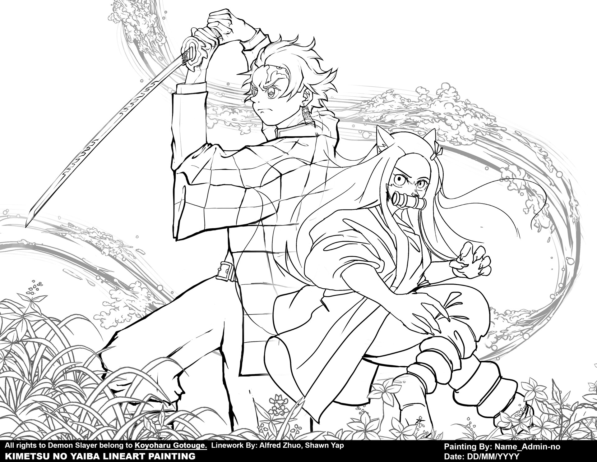 45 Demon Slayer Coloring Book Pages 2