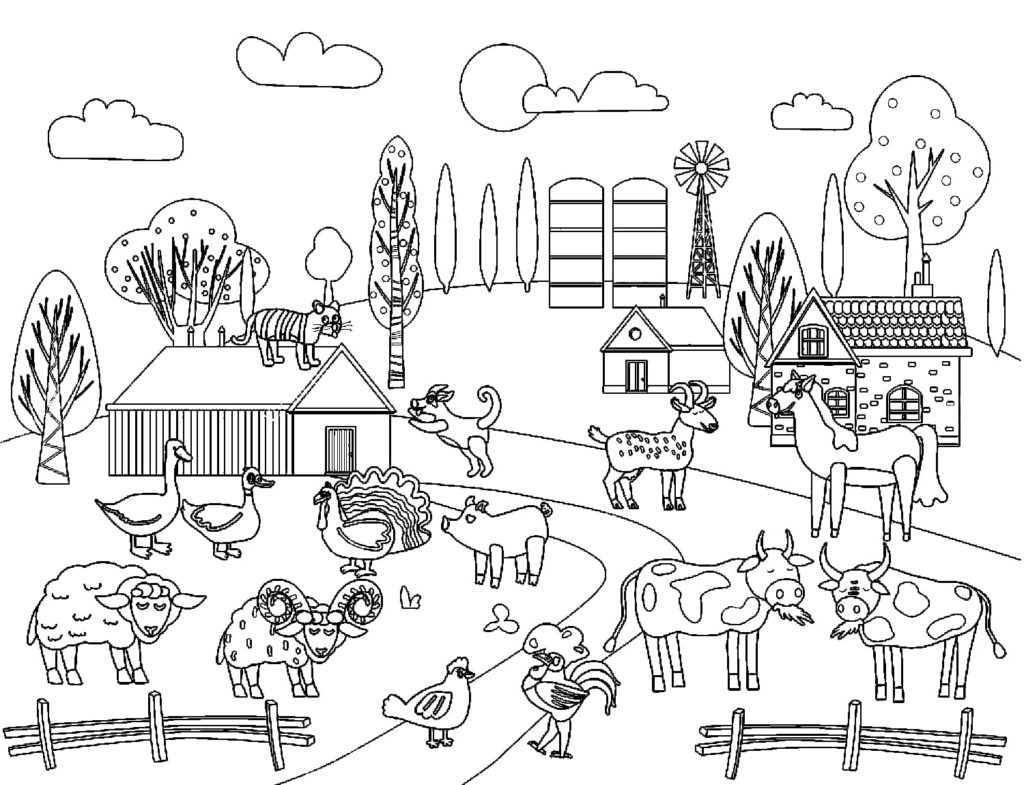 55 Farm Animal Coloring Book Pages 12