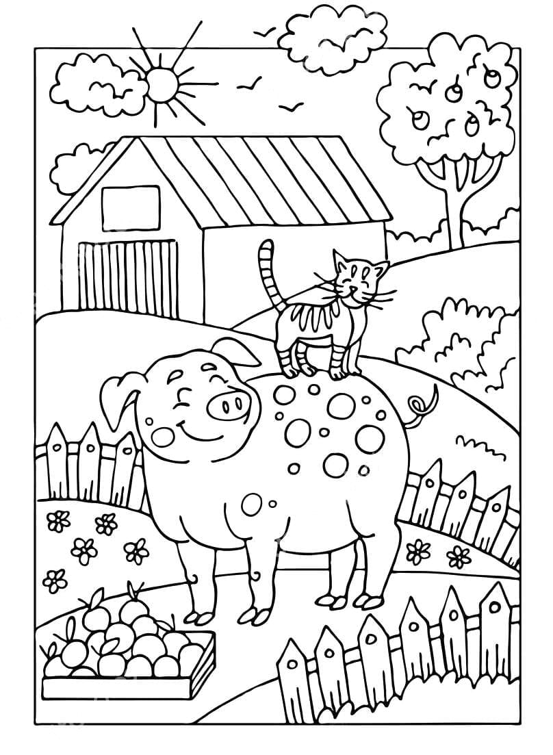 55 Farm Animal Coloring Book Pages 15