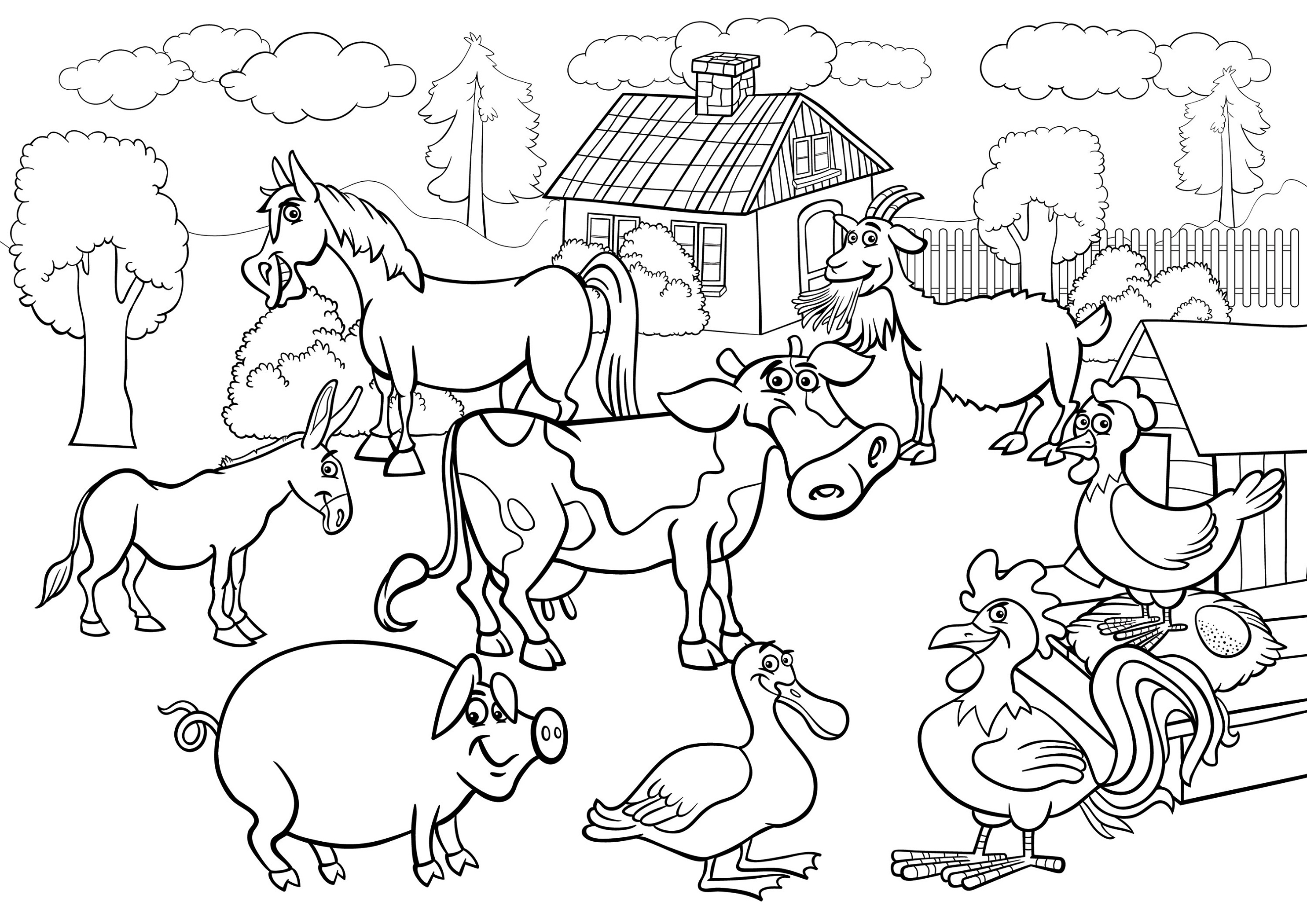 55 Farm Animal Coloring Book Pages 25