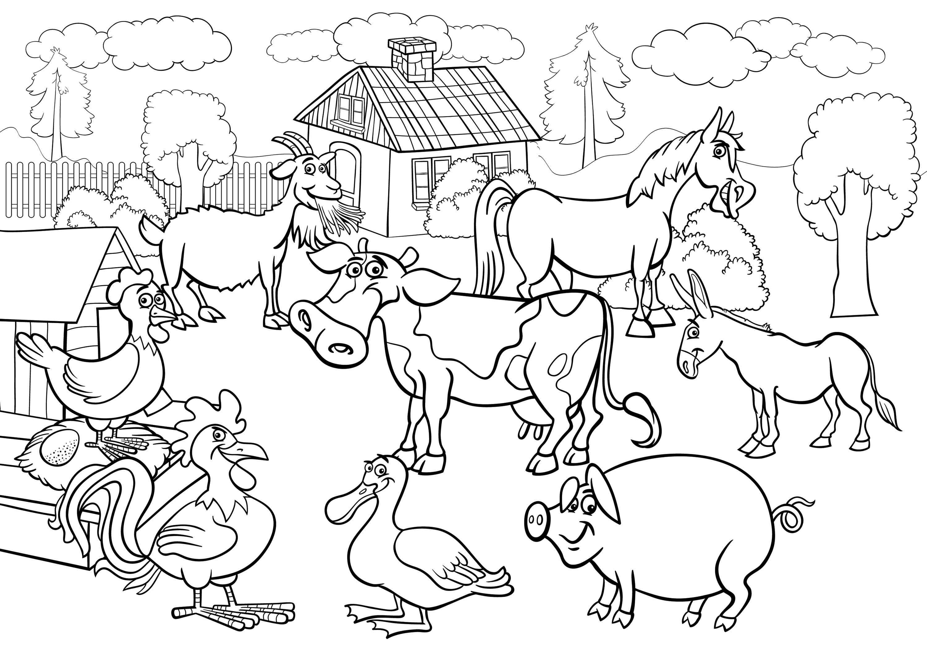 55 Farm Animal Coloring Book Pages 35