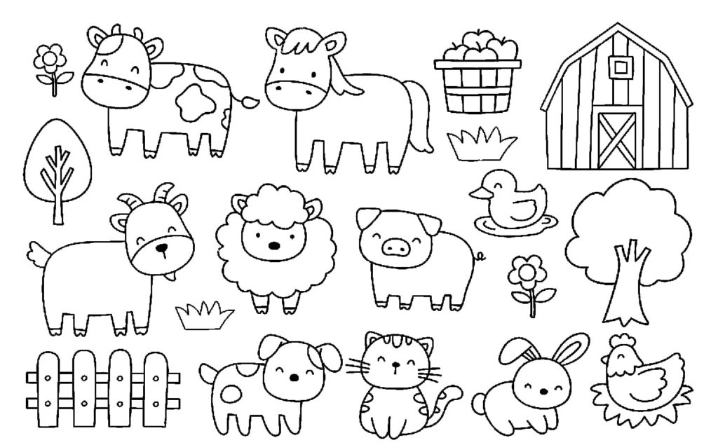 55 Farm Animal Coloring Book Pages 7