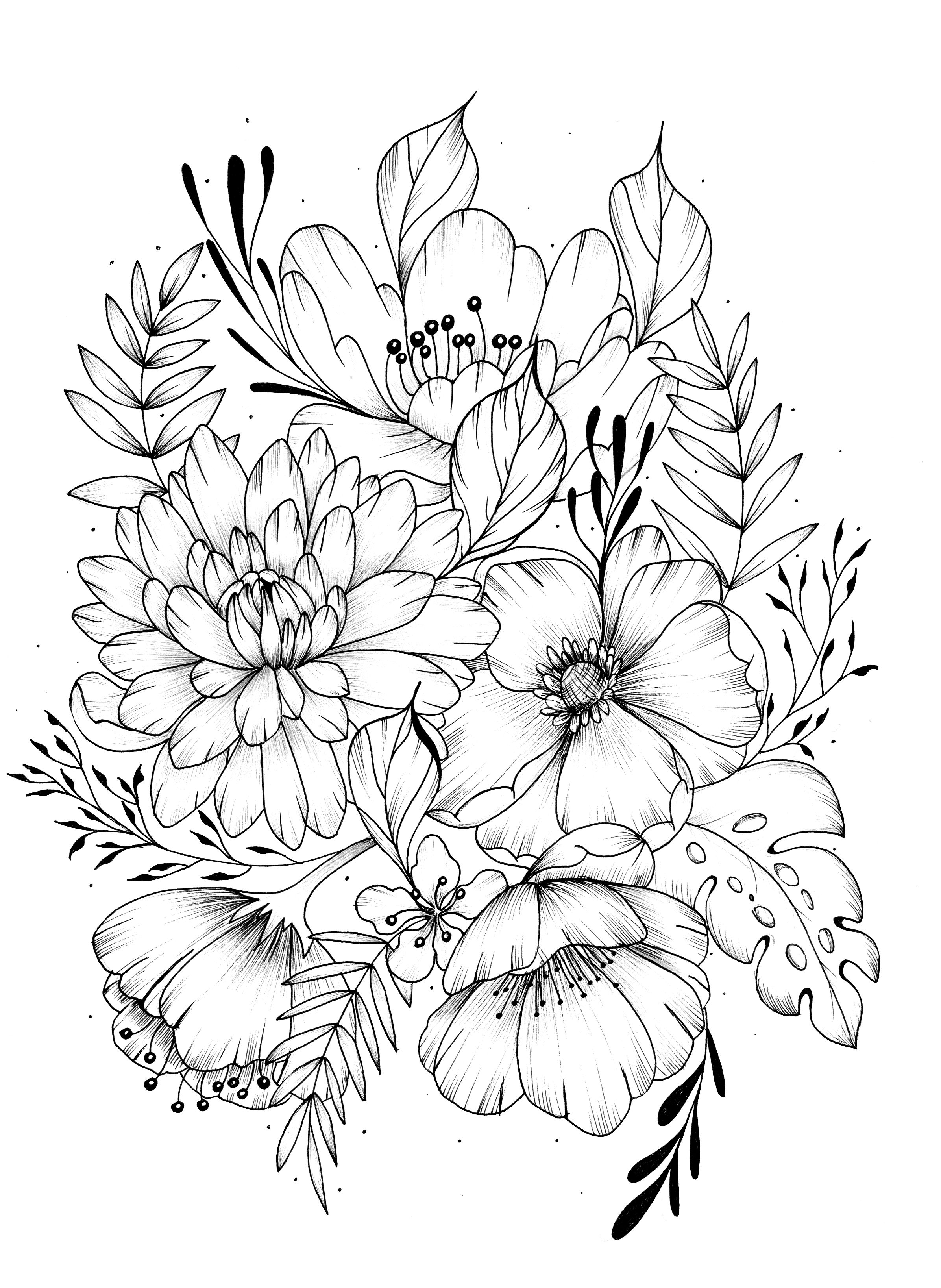 55 Flower Coloring Books 48