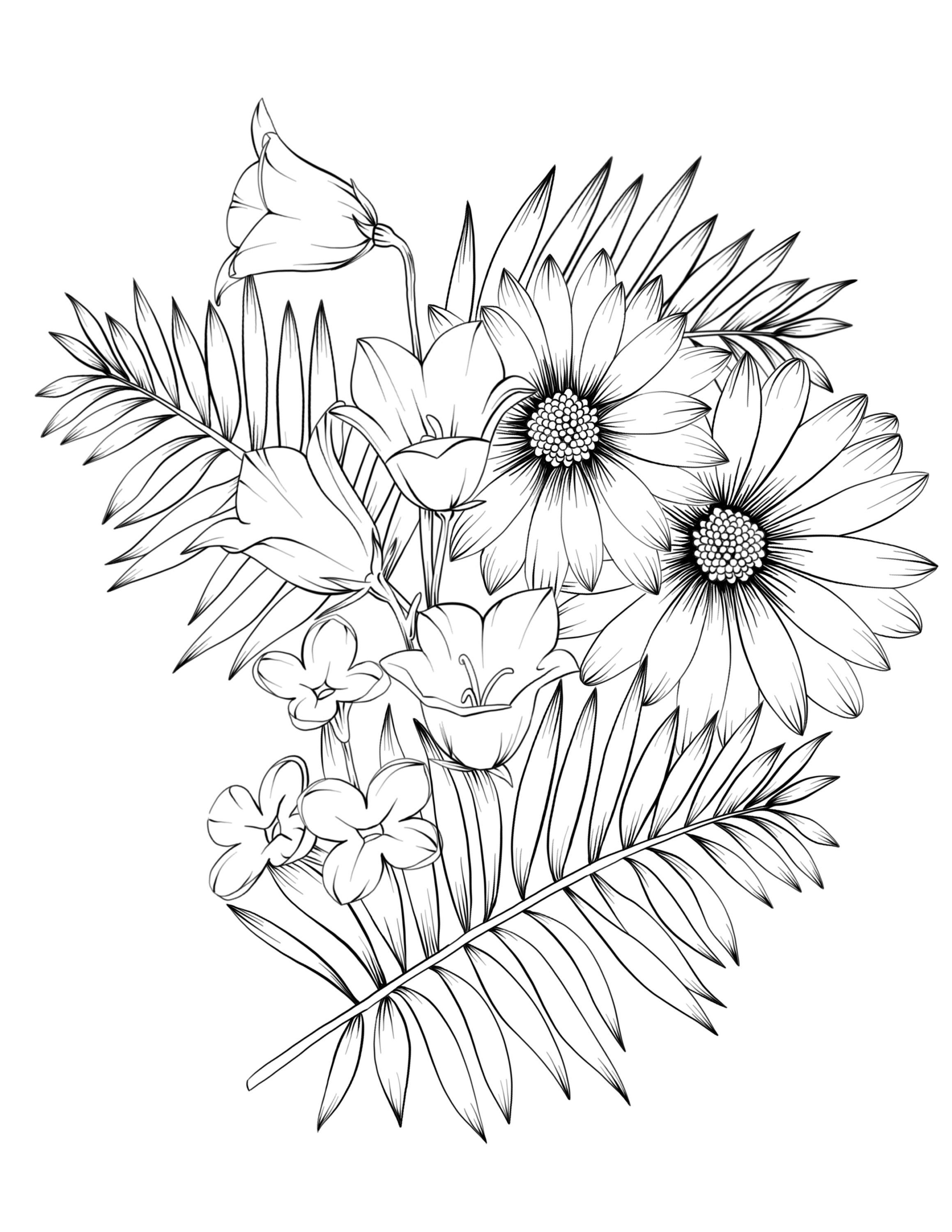 55 Flower Coloring Books 49