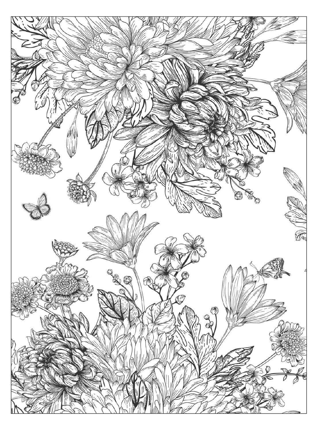 55 Flower Coloring Books 60