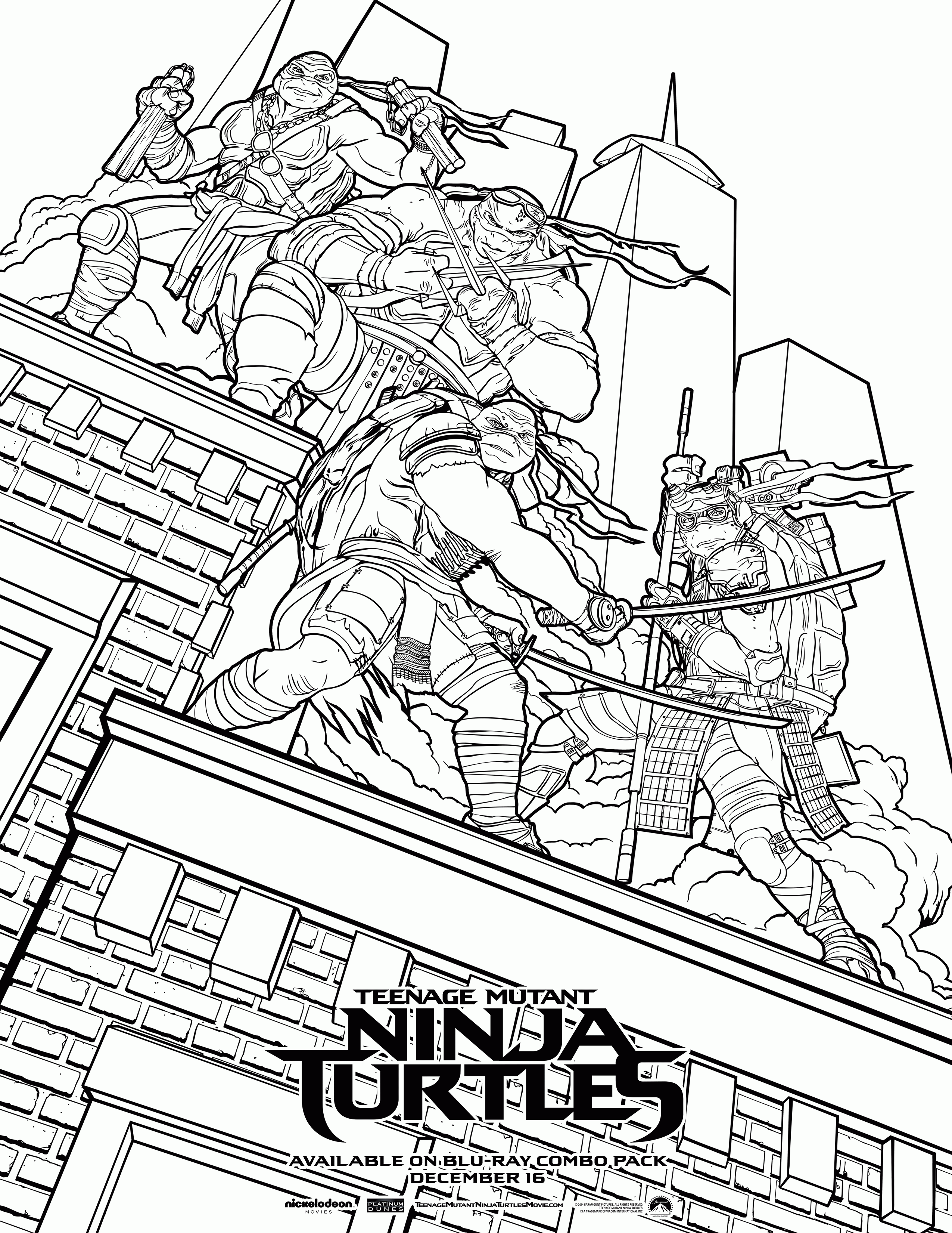 50 Printable Ninja Turtle Coloring Book 10