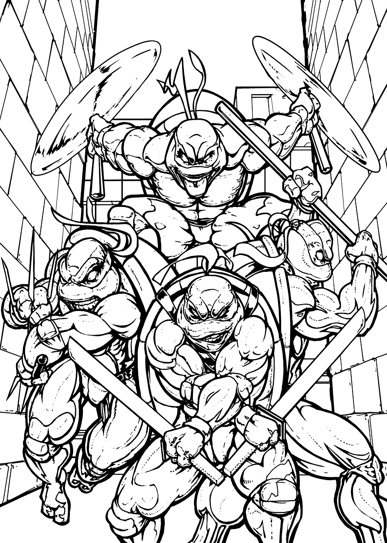 50 Printable Ninja Turtle Coloring Book 2