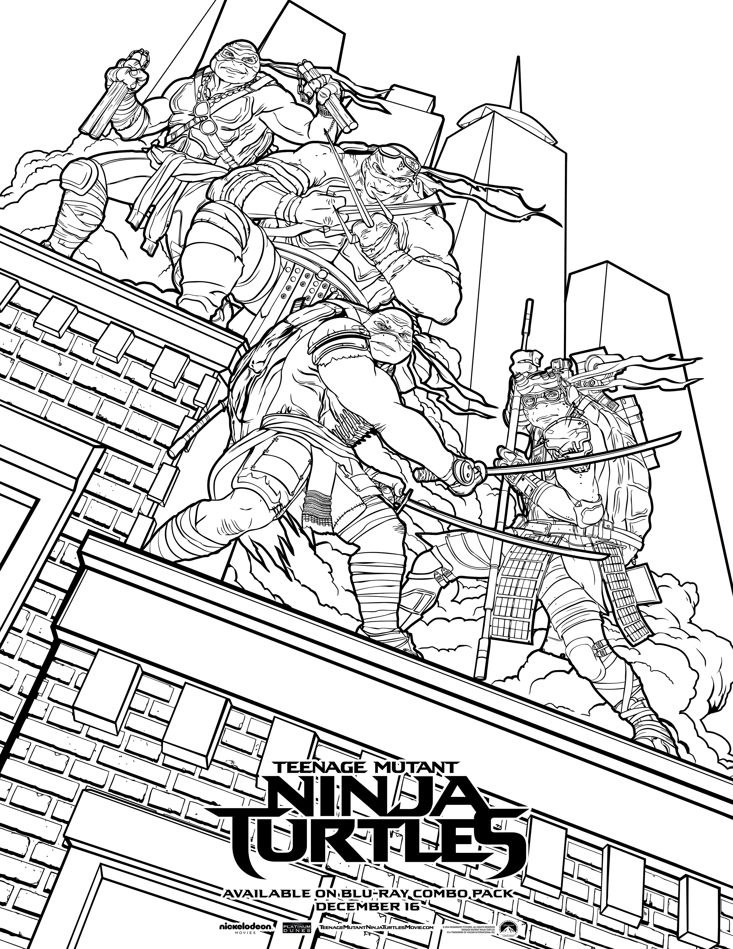 50 Printable Ninja Turtle Coloring Book 50