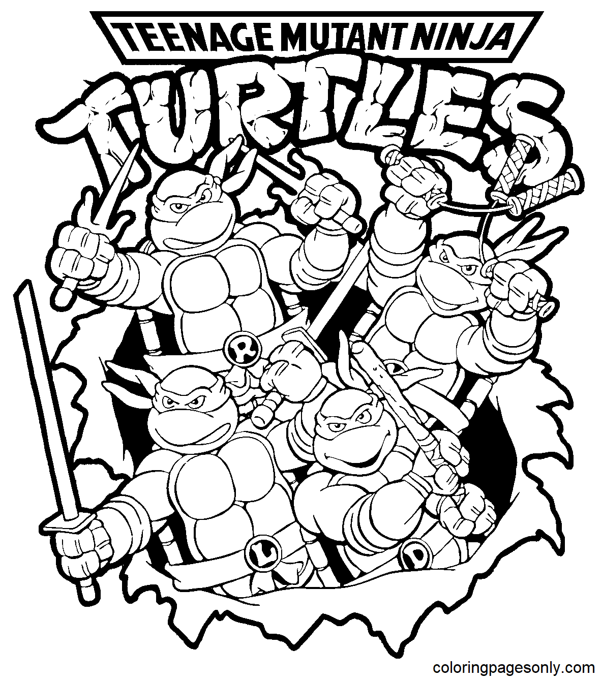 50 Printable Ninja Turtle Coloring Book 7