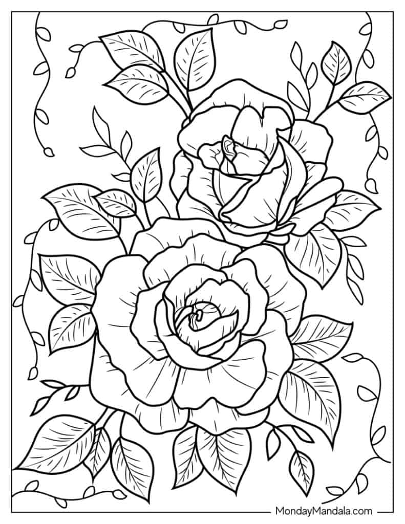 80 Printable Rose Coloring Pages 60