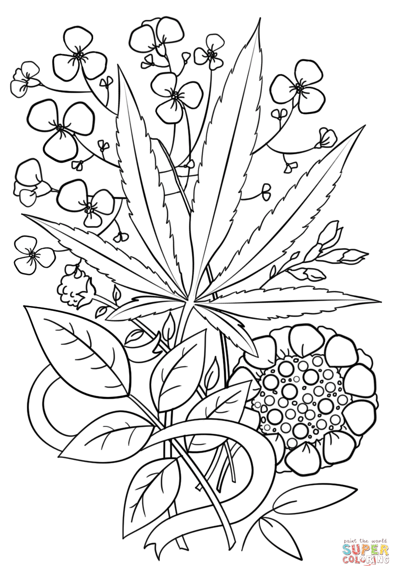 80 Printable Weed Coloring Book 1