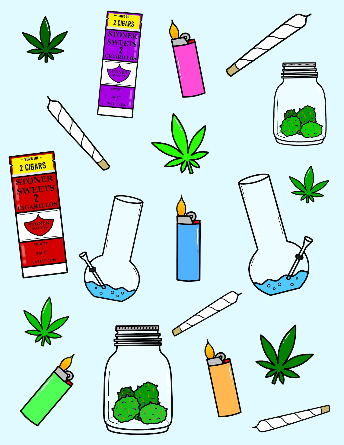 80 Printable Weed Coloring Book 28