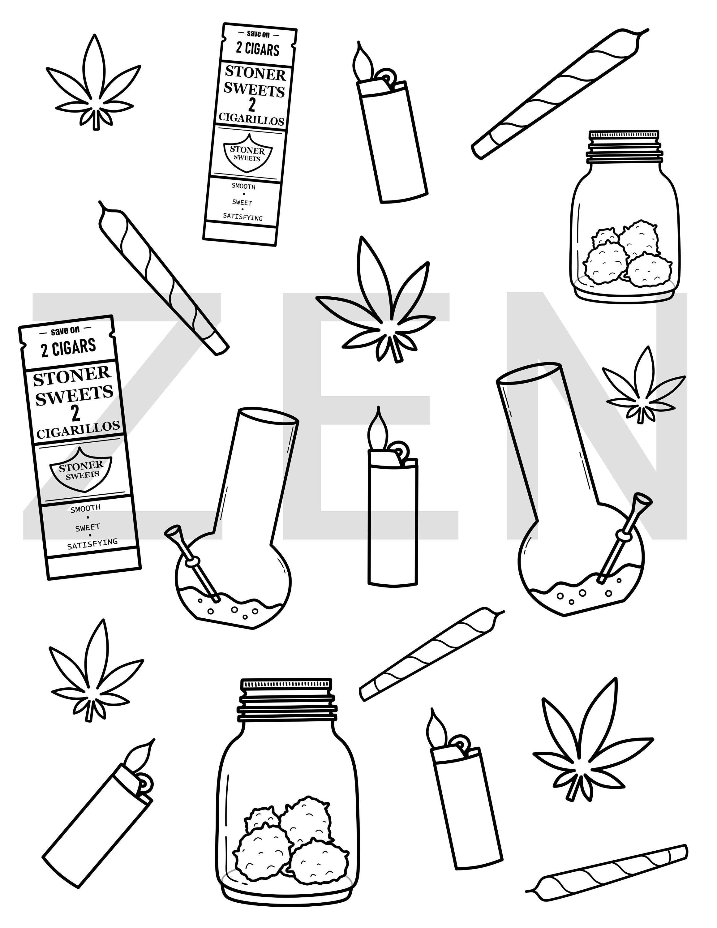 80 Printable Weed Coloring Book 4