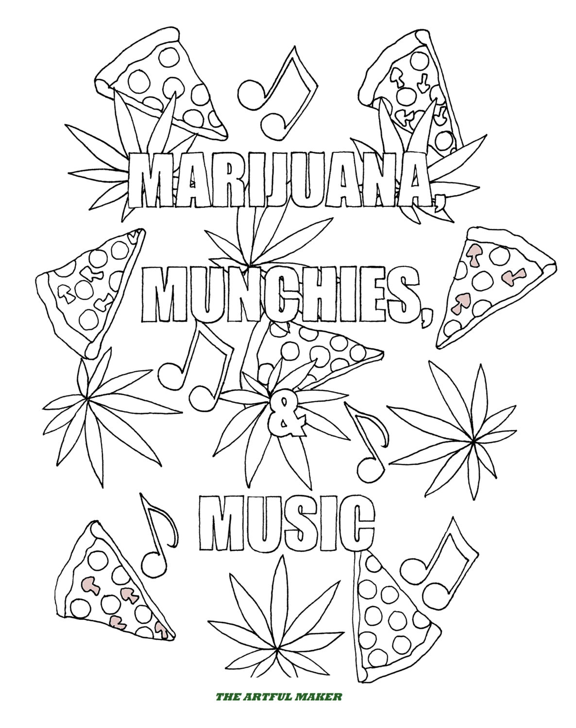 80 Printable Weed Coloring Book 5