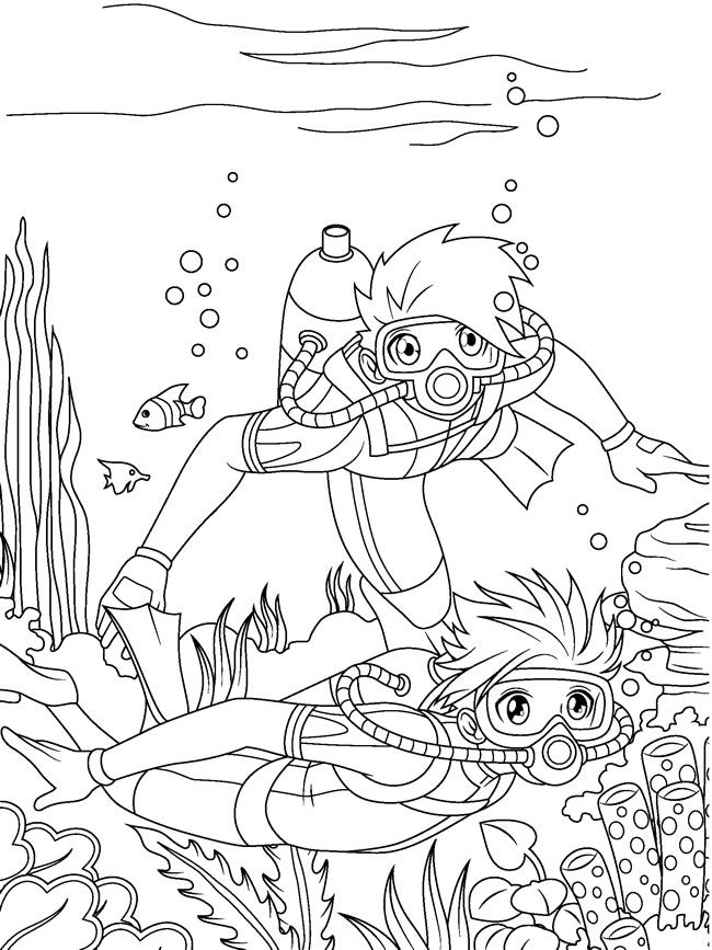 90 Printable Snorkeling Coloring Pages 46