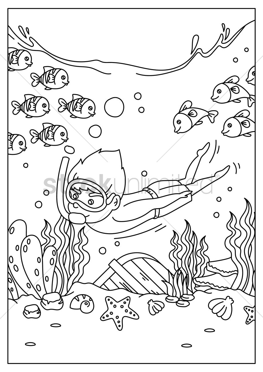 90 Printable Snorkeling Coloring Pages 68