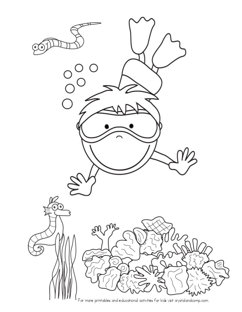 90 Printable Snorkeling Coloring Pages 70