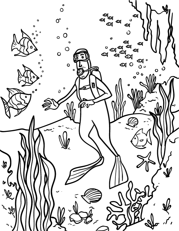 90 Printable Snorkeling Coloring Pages 76