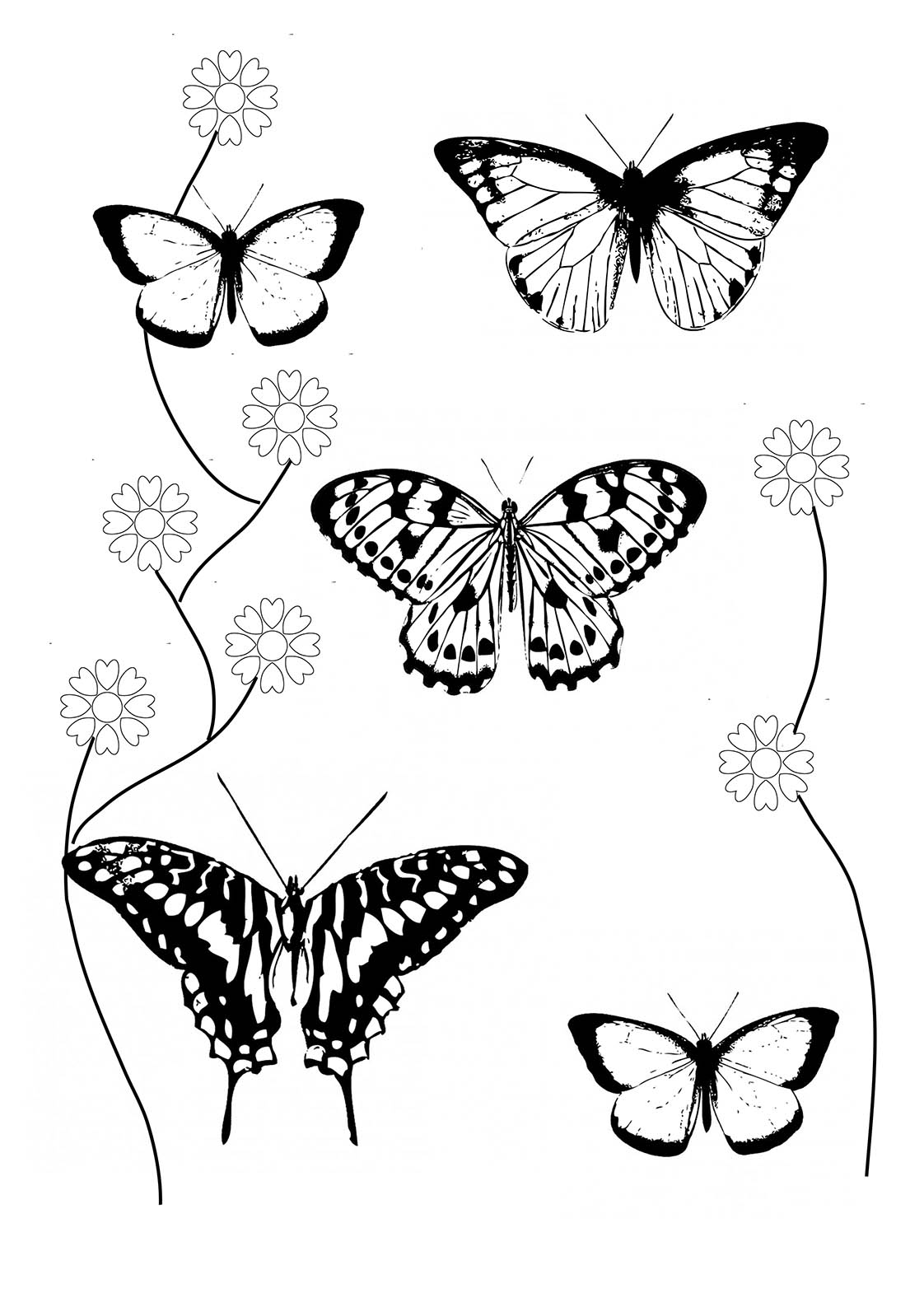 60 Printable Butterfly Coloring Book 14