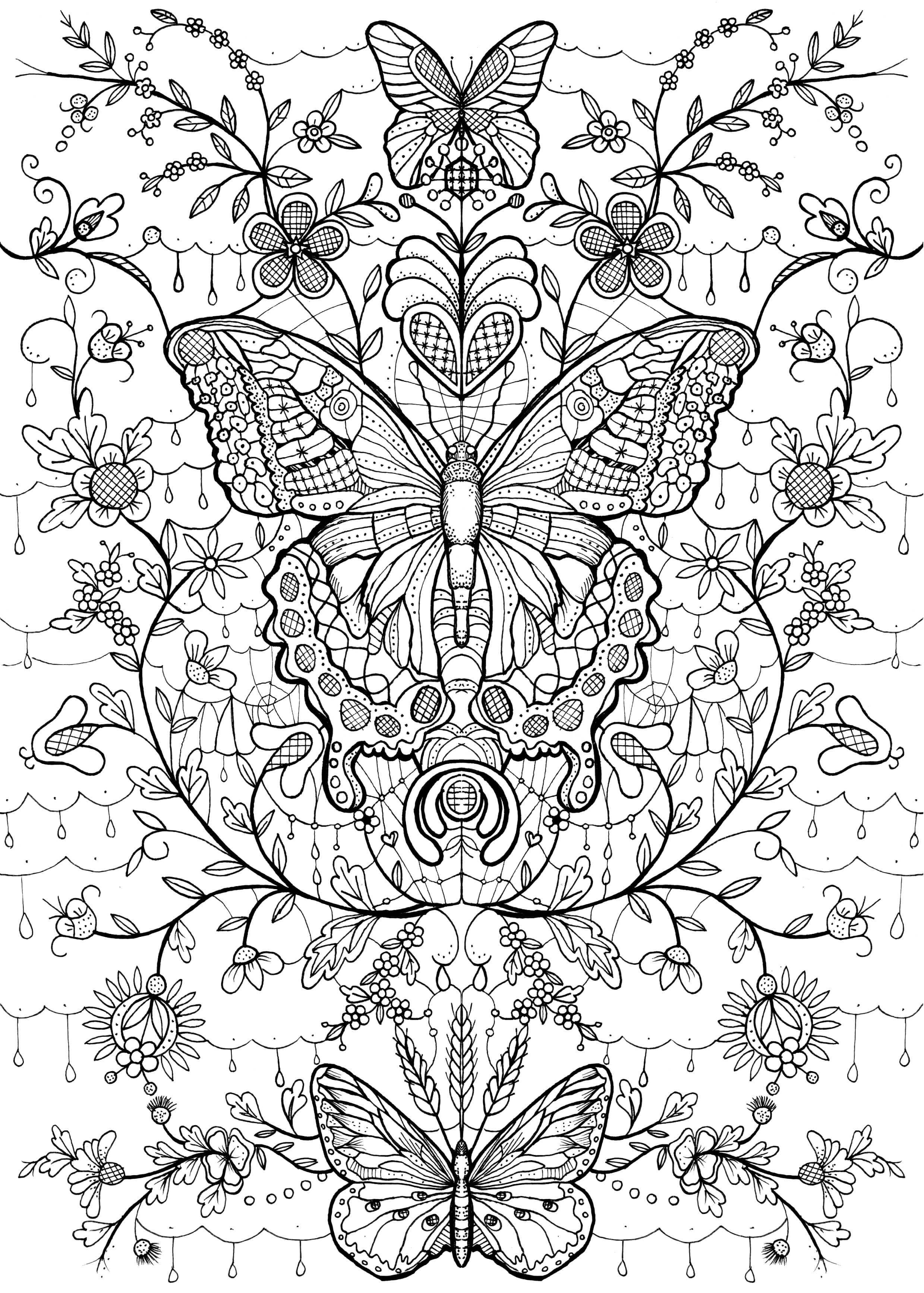 60 Printable Butterfly Coloring Book 42