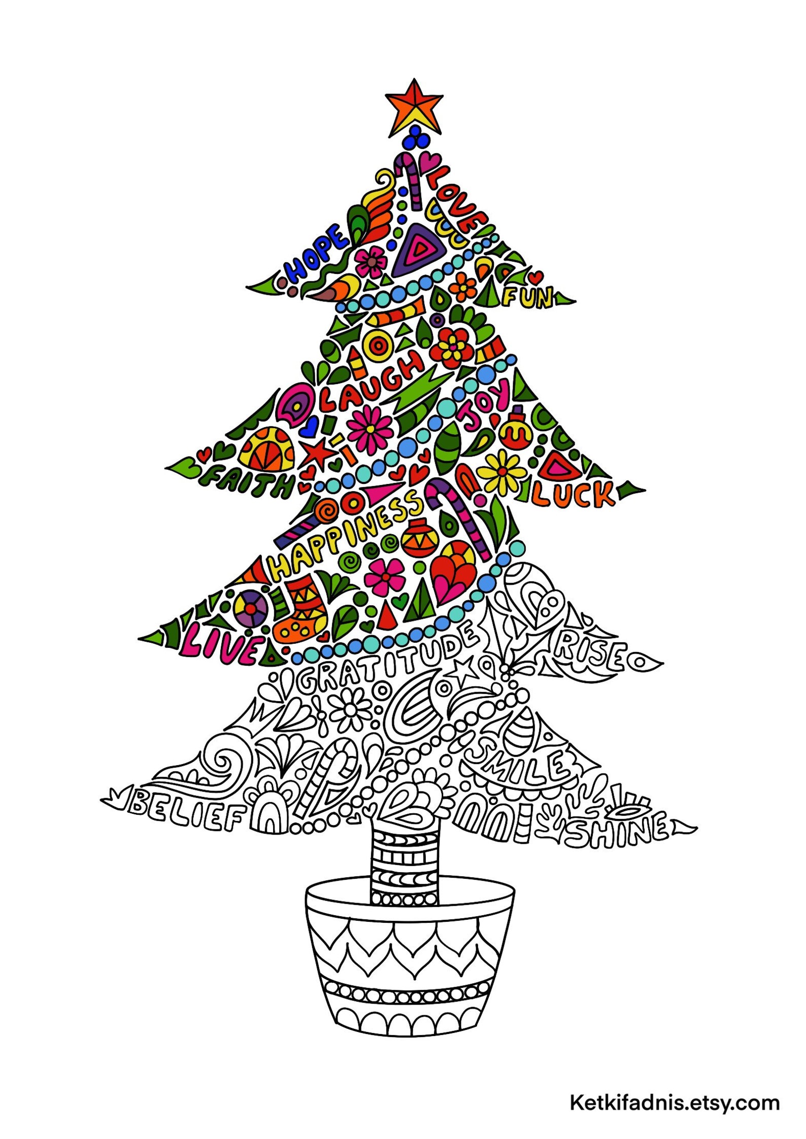 60 Printable Christmas Tree Coloring Book 32