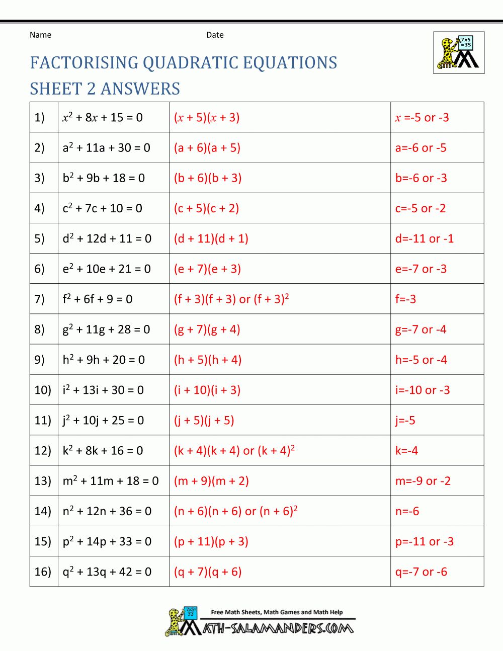 Save 60 Quadratic Equations Worksheets Ideas 1