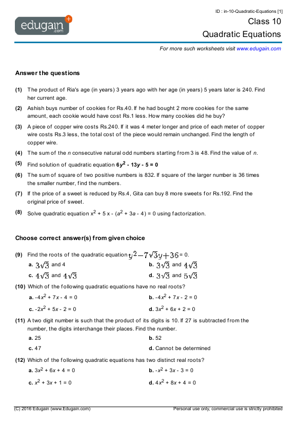 Save 60 Quadratic Equations Worksheets Ideas 19