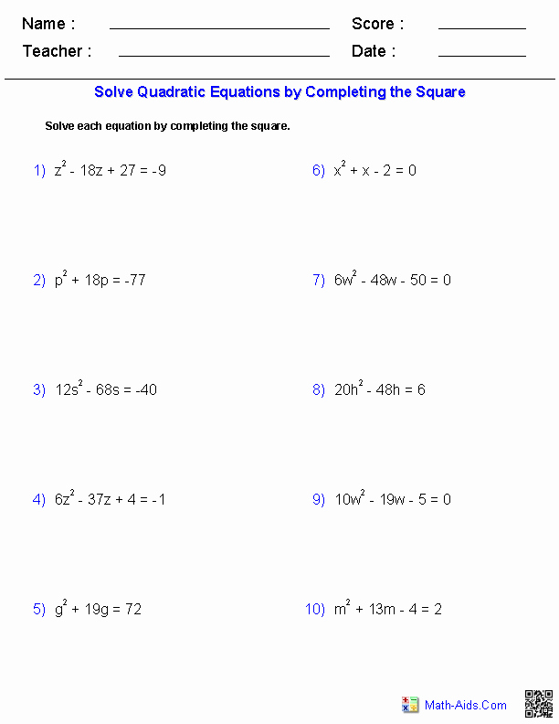 Save 60 Quadratic Equations Worksheets Ideas 7